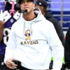 Baltimore Ravens John Harbaugh White Hoodie
