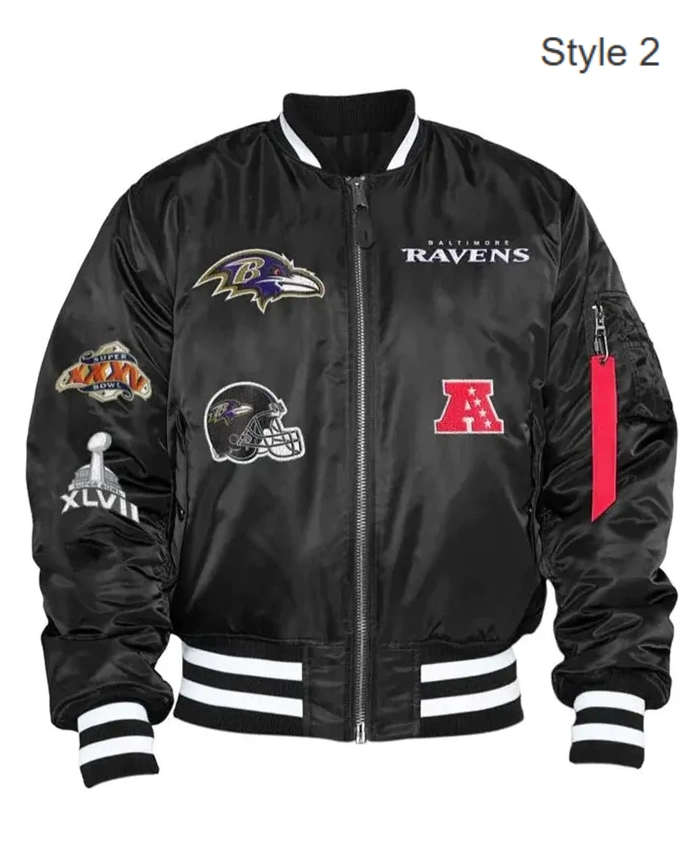 Baltimore Ravens MA 1 Bomber BLack Jacket