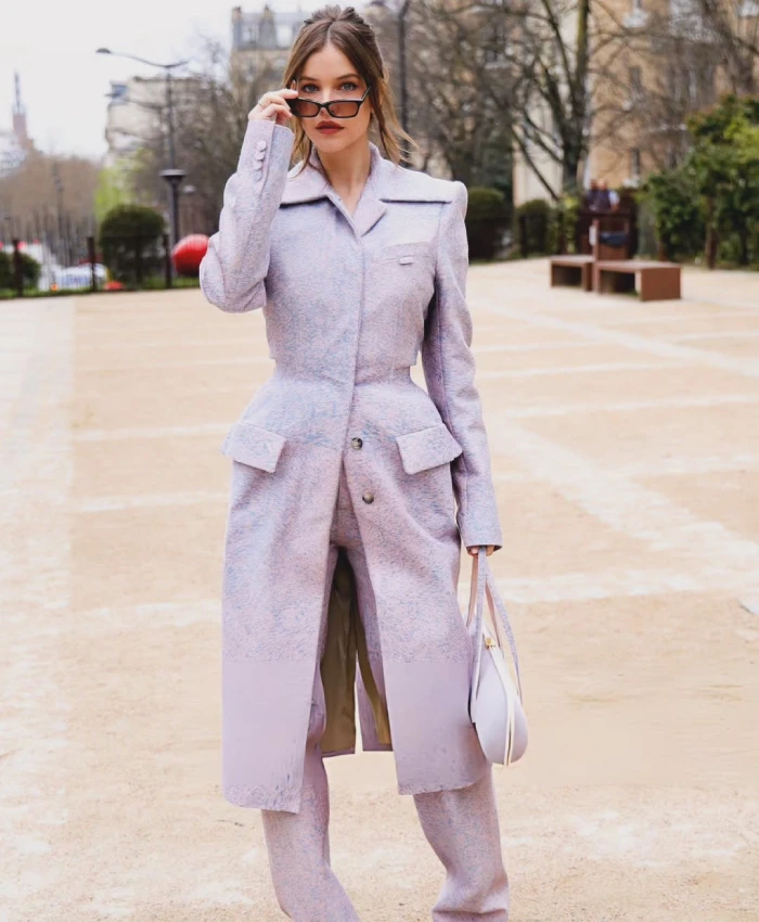 Barbara Palvin Paris Fashion Week Wool Coat