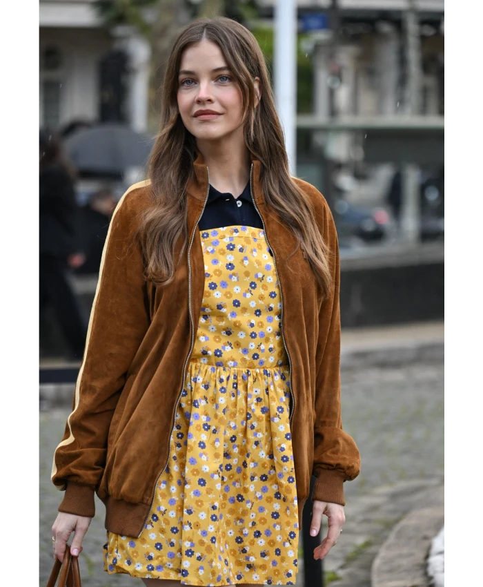 Barbara Palvin Paris Show Brown Suede Jacket - Image 6