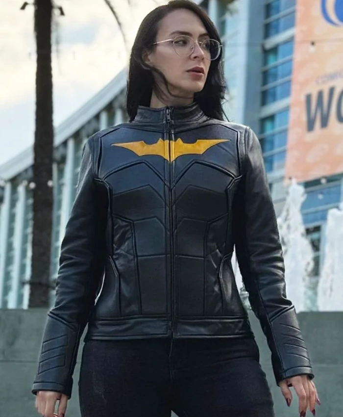 Batman Paper Moon Batgirl Black Leather Jacket