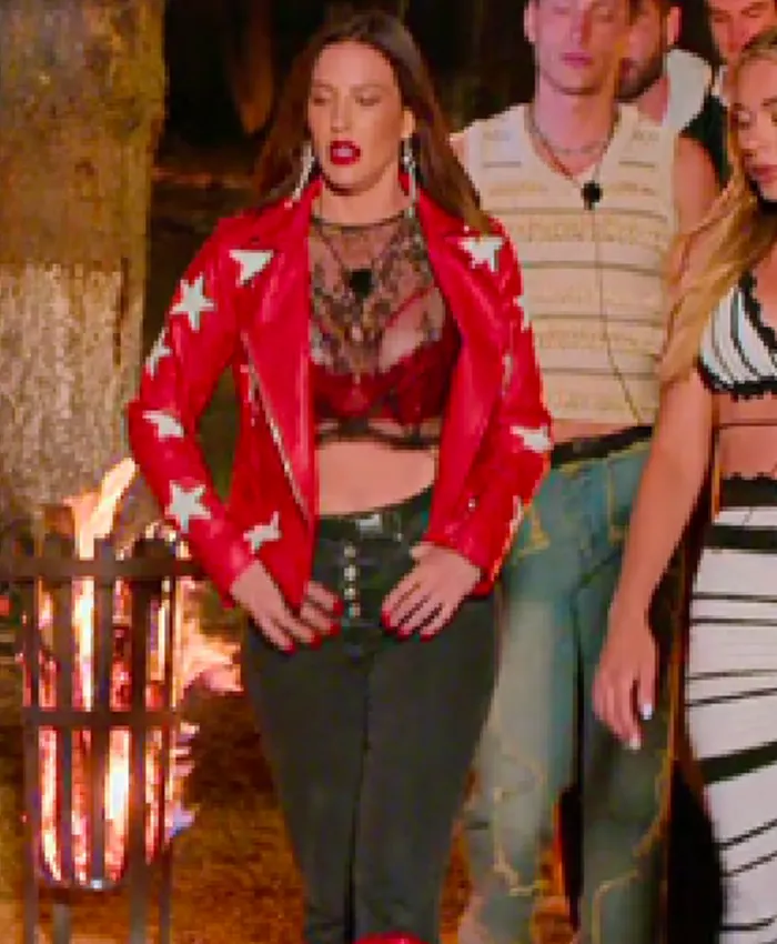 Battle Camp S01 Polly Brindle Leather Star Red Biker Jacket