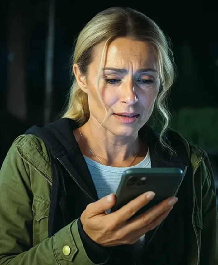 Before Your Father Finds Us 2025 Alexa PenaVega Green Coat - Image 3
