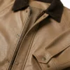 Beige Leather Barn Jacket with Raglan Sleeves Men
