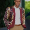 Bel Air S02 Will Smith Maroon Printed Blazer