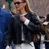 Bella Hadid Black Leather Jacket