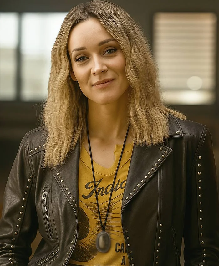 Bella Heathcote Tulsa King TV Series S03 Cleo Montague Studded Black Leather Jacket