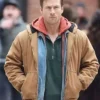 Ben Richards The Running Man 2025 Glen Powell Brown Cotton Hooded Jacket