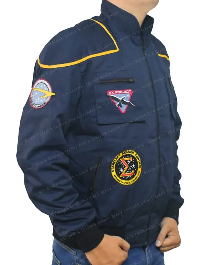 Bentley Indianapolis Colts Blue Full Snap Bomber Jacket Side