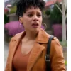 Bethany Brown Murder In A Small Town 2025 Brown Leather Jacket