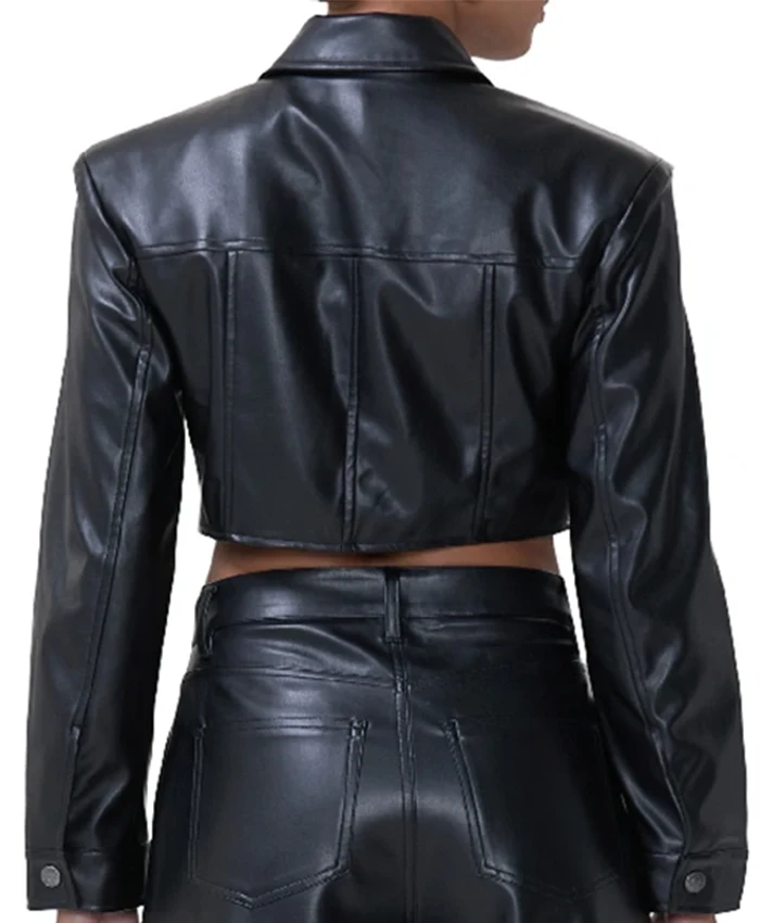 Beyond The Gates Trisha Mann Grant Black Cropped Leather Jacket