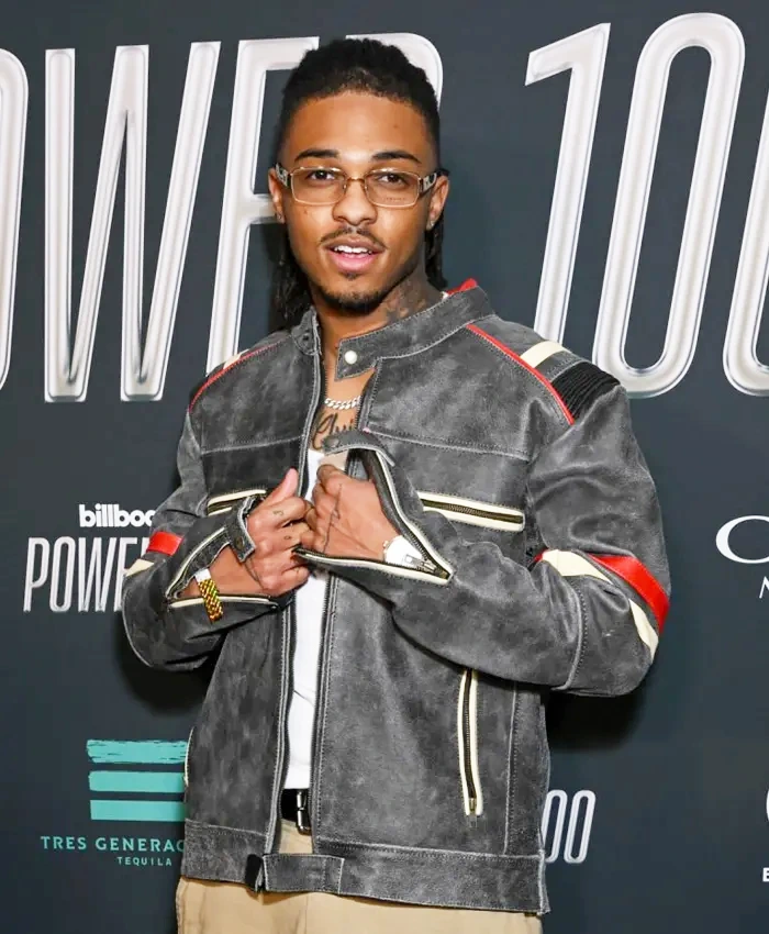 Billboard Power 100 Party 2026 Tone Stith Distresssed Leather Retro Cafe Racer Jacket