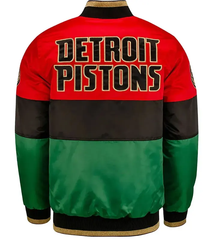 Black History Month Detroit Pistons Color Block Jacket Back