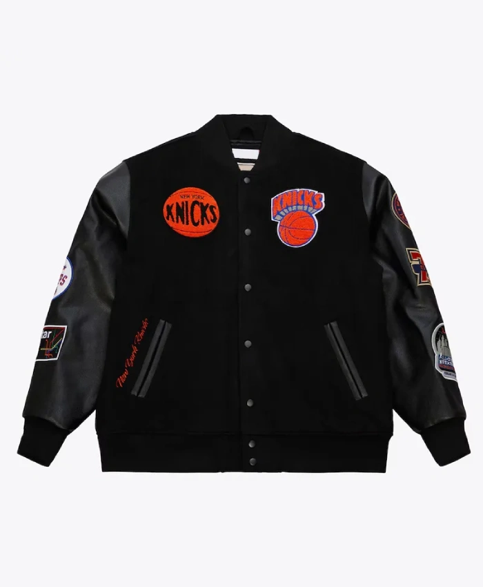 Black Out NY Knicks Team Logo Varsity Jacket