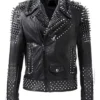 Black Punk Leather Spikes Studs Jacket