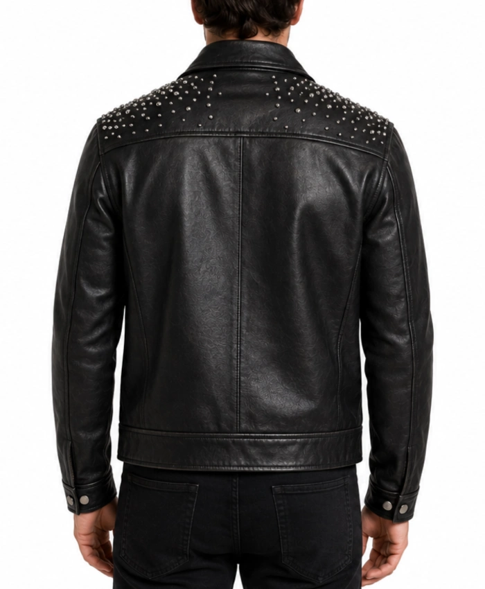 Mens Black Studded Leather Jacket