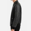 Studded Mens Black Sleeves Bomber Leather Jacket