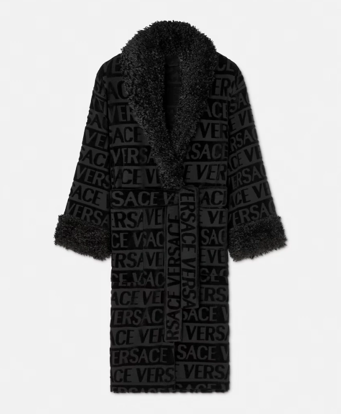 Black Versace Allover Fur Robe