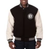 Black White Brooklyn Nets Varsity Jacket