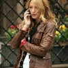 Blake Lively TV Series Gossip Girl Serena Van Der Woodsen Brown Leather Jacket