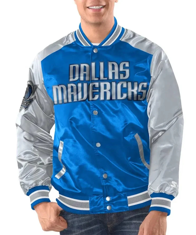 Blue Silver Dallas Mavericks Renegade Varsity Satin Jacket