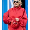 Boarding The Heart Breakfast Christmas Party Ashley Roberts Red Satin Jacket