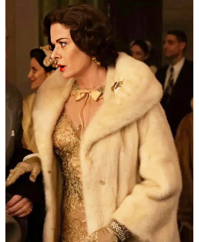 Bobbie Costello The Alto Knights 2025 Debra Messing White Fur Coat