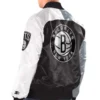 Bomber Brooklyn Nets Tricolor Satin Jacket Back