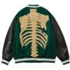 Bones Harajuku Skeleton Leather Green Jacket