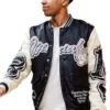 BoohooMAN Teddy Lamine Yamal Black And White Varsity Bomber Jacket
