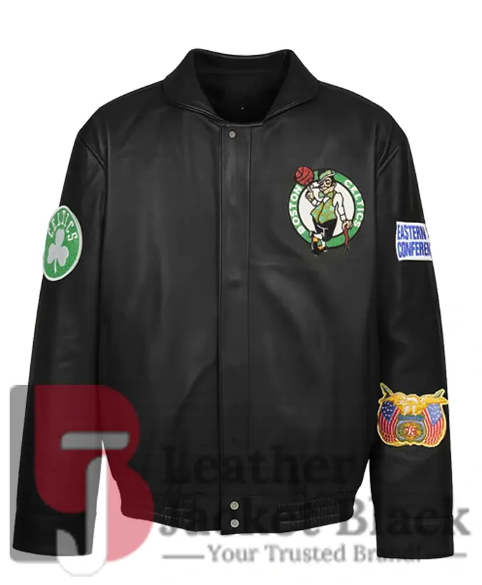 Boston Celtics Black Leather Jacket