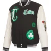 Boston Celtics Gothic WoolLeather Black And White Varsity Jacket