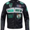 Boston Celtics Motorcycle Full Zip Black Leather Jacket