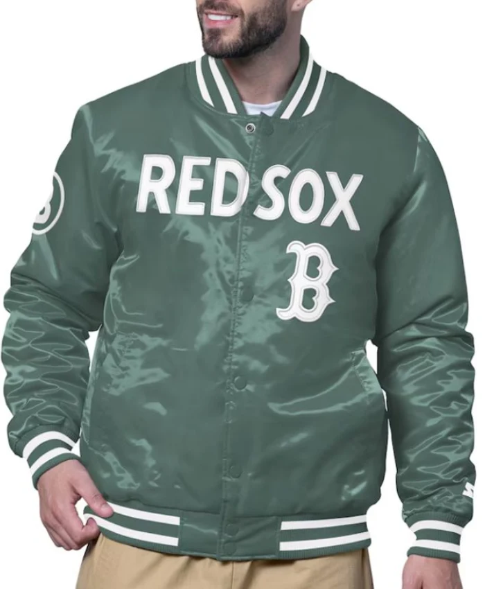 Boston Red Sox City Connect Green Varsity Satin Jacket
