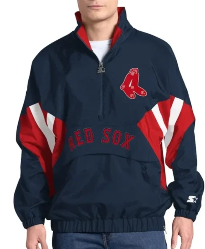 Boston Red Sox Cooperstown Chief Navy Half Zipper Jacket