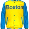 Boston Red Sox Full Snap Gold And Blue Satin Varsity Jacket