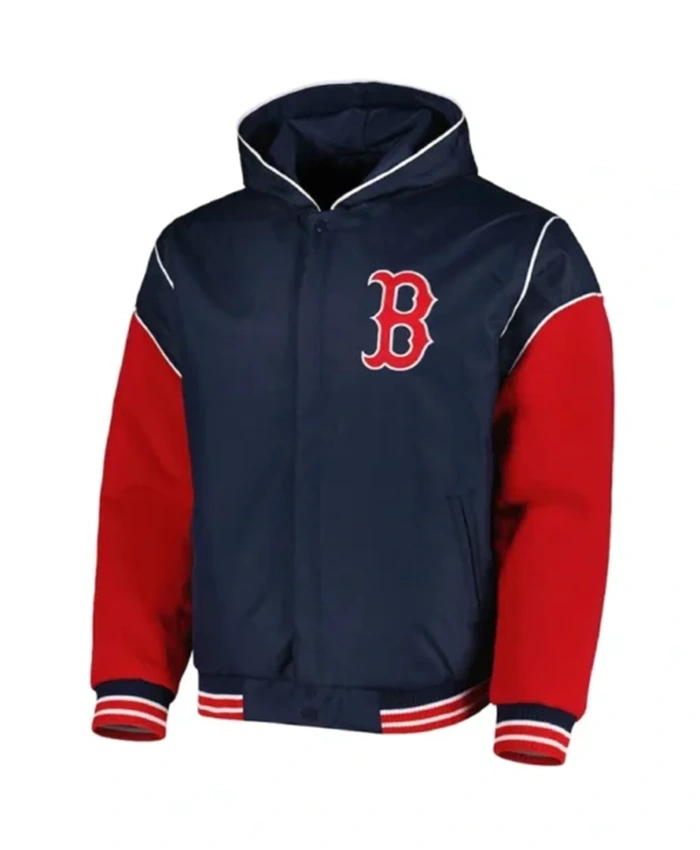Boston Red Sox Navy And Red Varsity Hooded Jacket