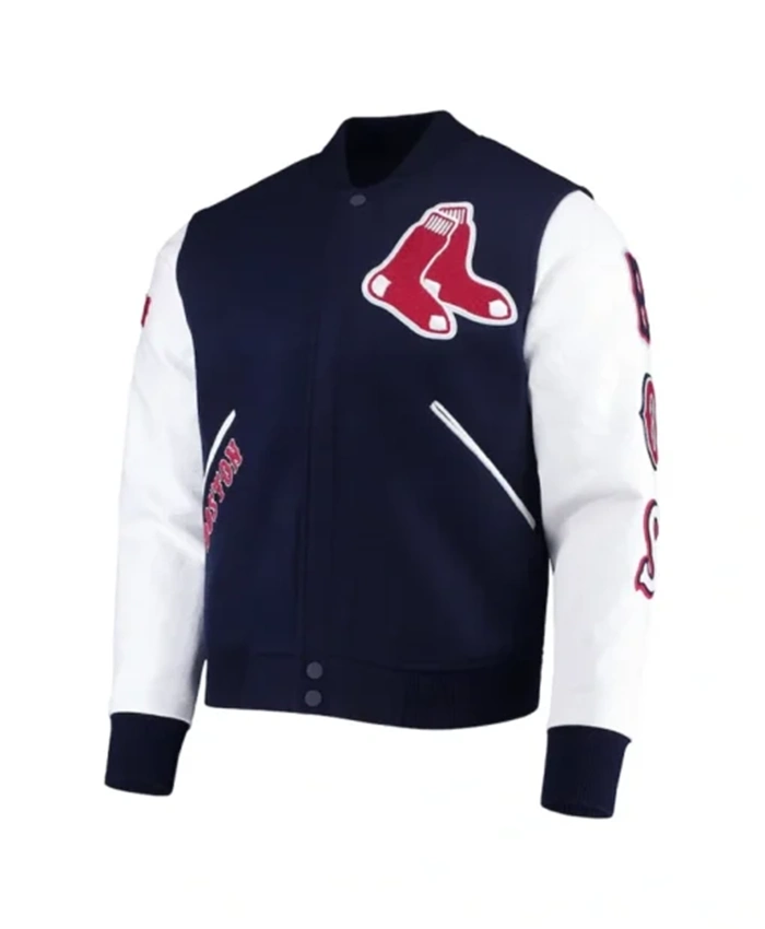 Boston Red Sox Navy Blue And White Letterman Jacket