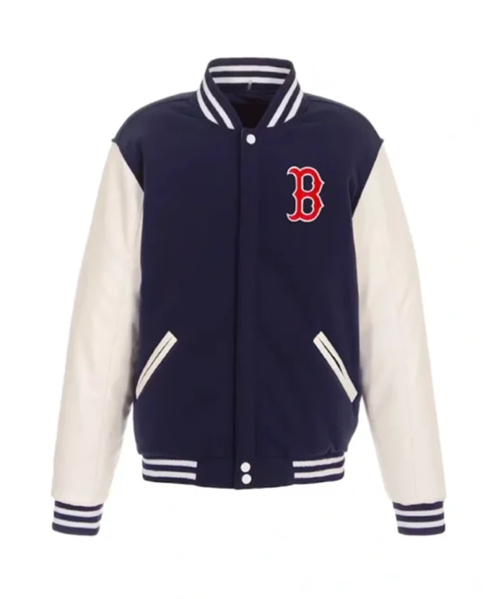 Boston Red Sox Navy Blue And White Varsity Jacket