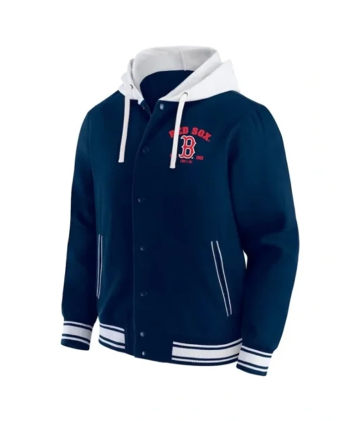 Boston Red Sox Navy Blue Cotton Hooded Jacket