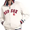 Boston Red Sox The Captain Full Zip Varsity White Satin Jacket For Men And Women