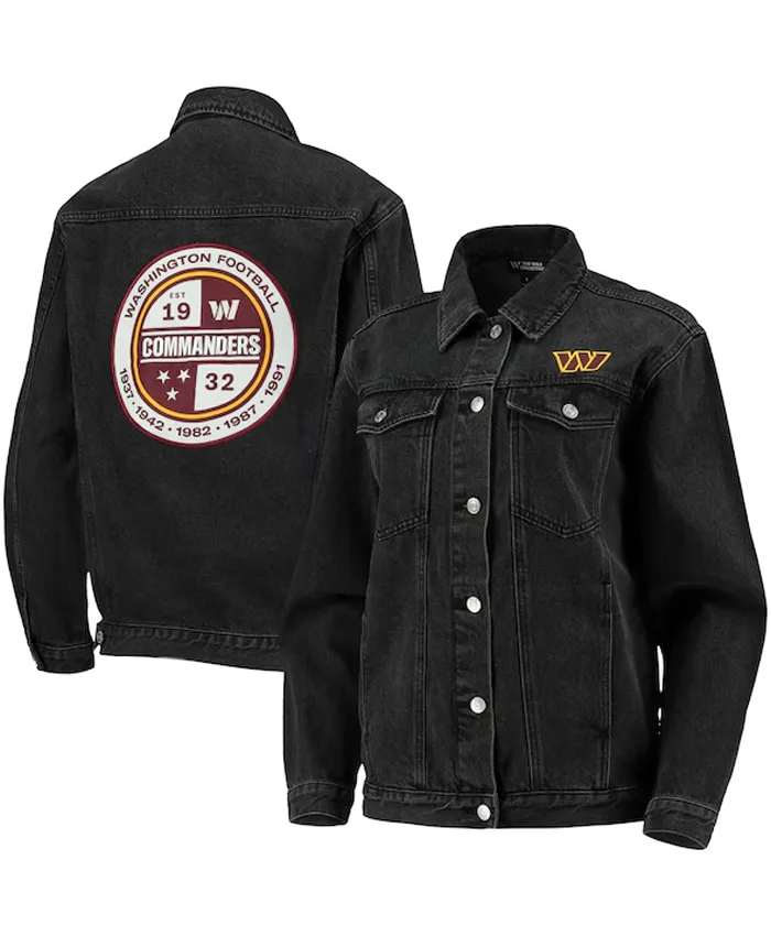 Boyd Block Washington Commanders Black Denim Jacket