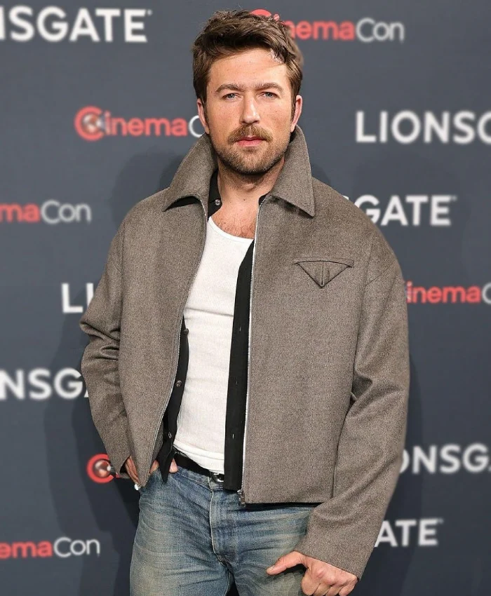 Brandon Sklenar Movie The Housemaid 2025 Premier Grey Wool Jacket