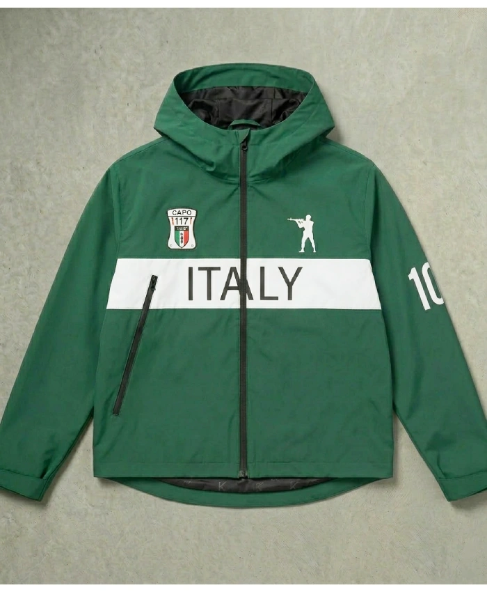 Bravest Italy Shell Hooded Green Windbreaker Jacket For Men And Women
