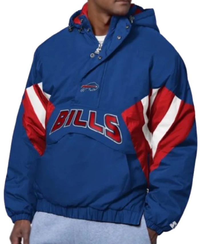 Breakaway Crinkle Popover Buffalo Bills Line Up Royal Pullover Hooded Jacket