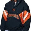 Breakaway Crinkle Popover Chicago Bears Line Up Half Zip Navy Pullover Hooded Jacket