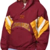 Breakaway Crinkle Popover Line Up Washington Commanders Half Zip Hooded Burgundy Jacket