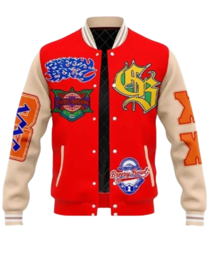 Breezy Bowl XX Chris Brown Red Varsity Jacket Buy Now