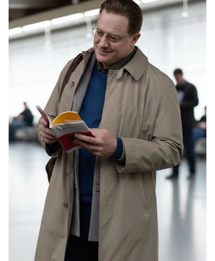 Brendan Fraser Movie Rental Family 2025 Beige Cotton Coat