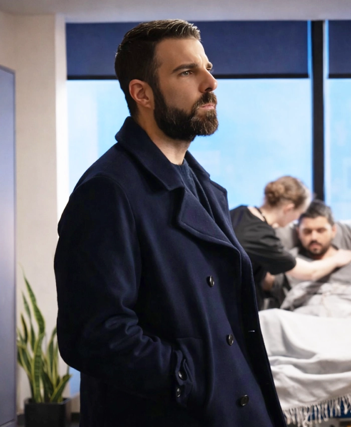 Alternative view of Brilliant Minds S02 Zachary Quinto Coat